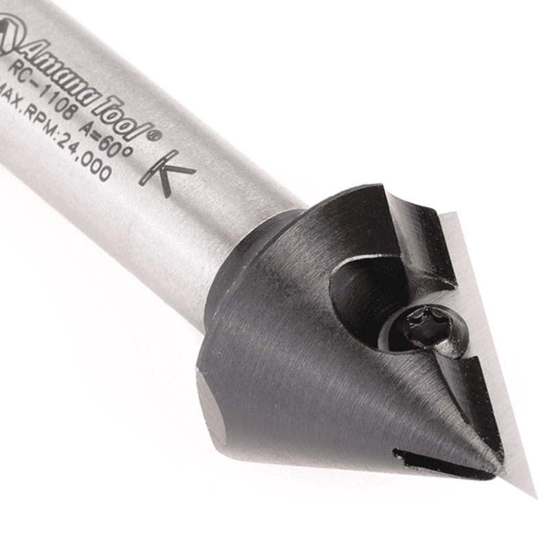 Insert V-Groove 60° x 1-1/16 Dia x 29/32 x 1/2" Shank CNC Router Bit Alt 4 - Image