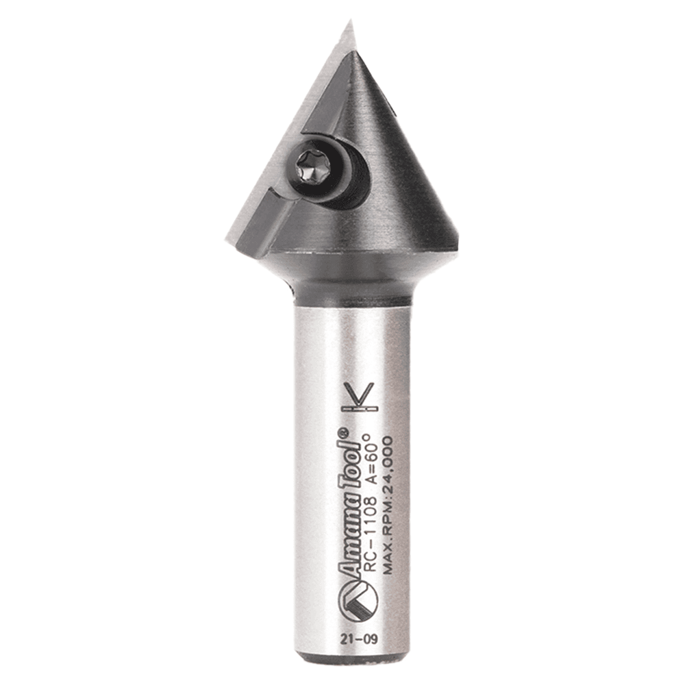 Insert V-Groove 60° x 1-1/16 Dia x 29/32 x 1/2" Shank CNC Router Bit Main - Image