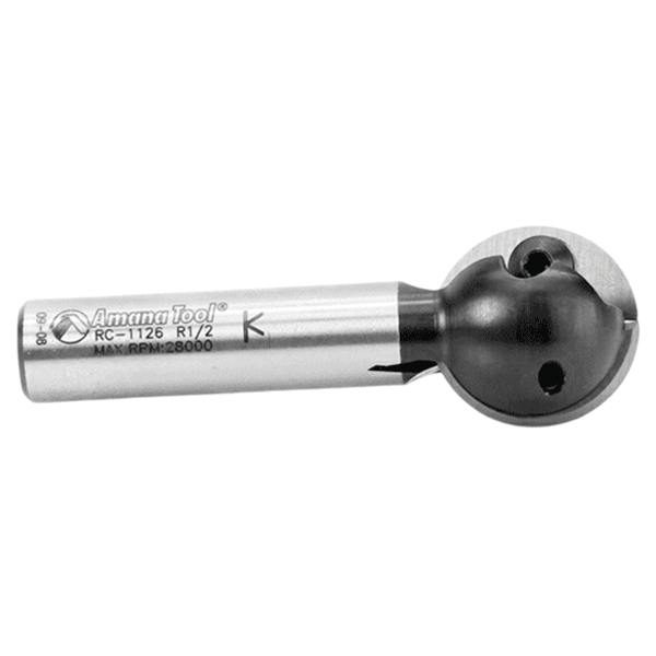 2-7/8" x 1/2" Radius CNC Ball End Insert Core Box Router Bit, 2-Flute, 1/2" Shank Alt 1 - Image
