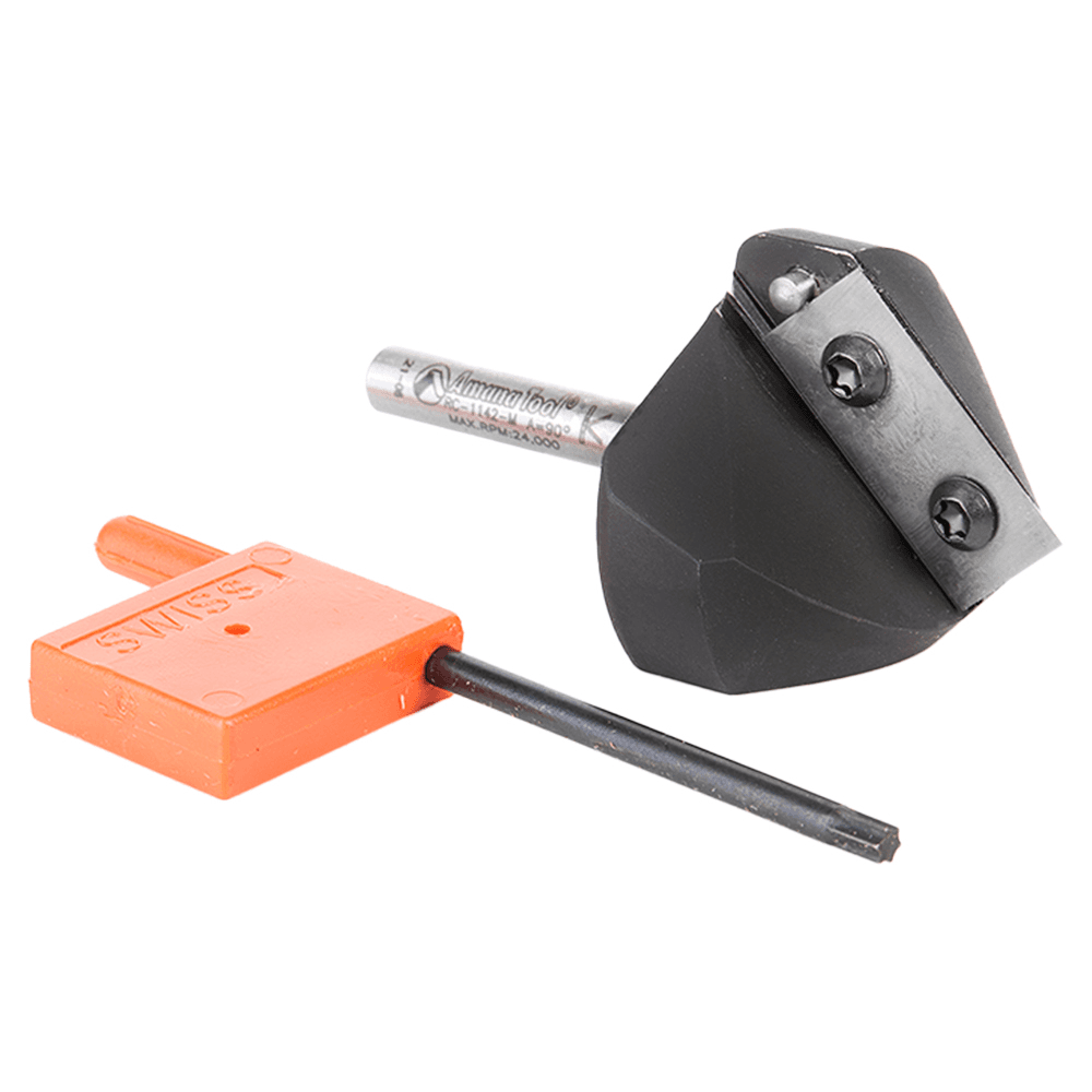 Insert V-Groove 90° x 39mm Dia 20mm x 6mm Shank CNC Router Bit Alt 3 - Image
