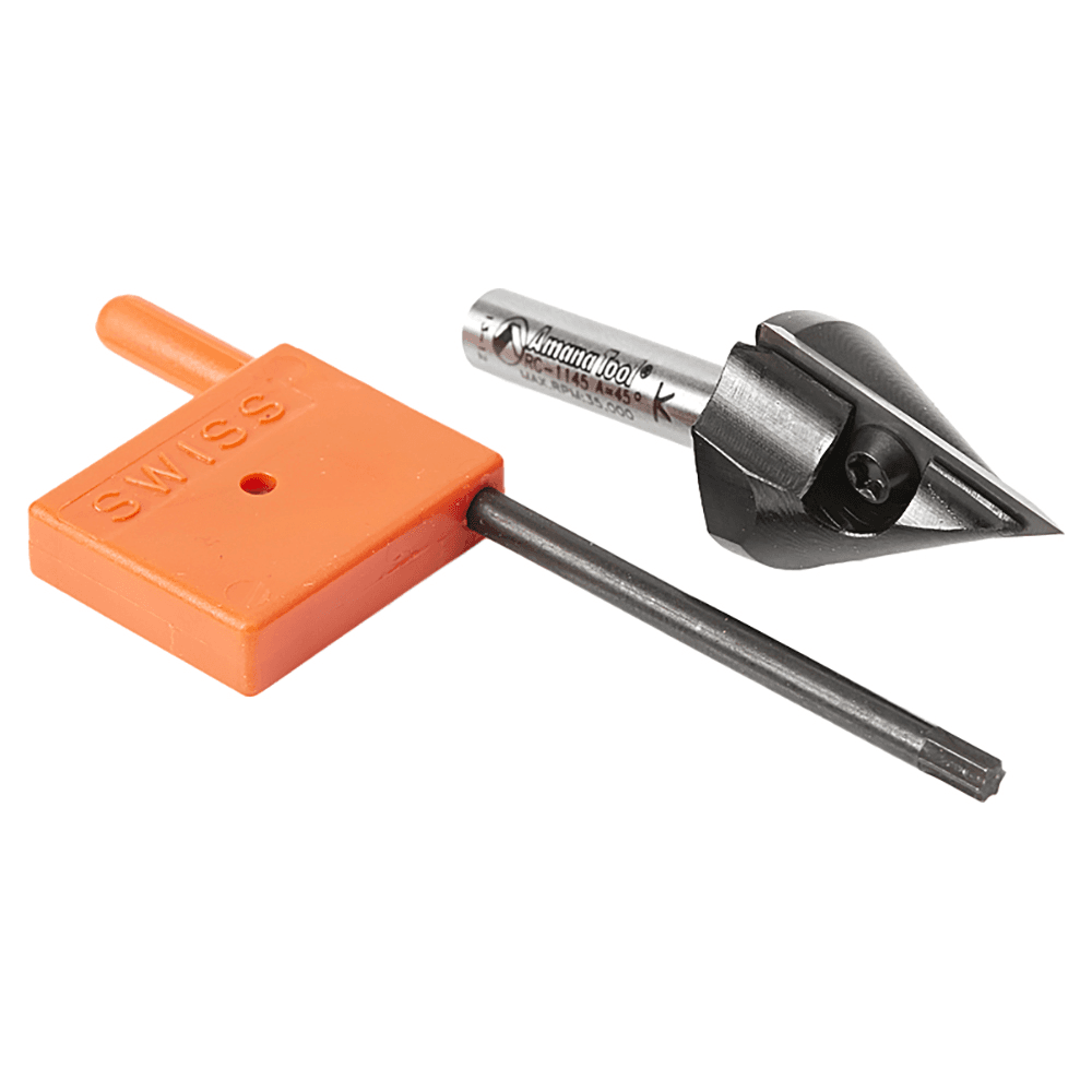 13/16" x 2-5/16" 45° CNC Insert V-Groove Router Bit, 1-Flute, 1/4" Shank Alt 3 - Image