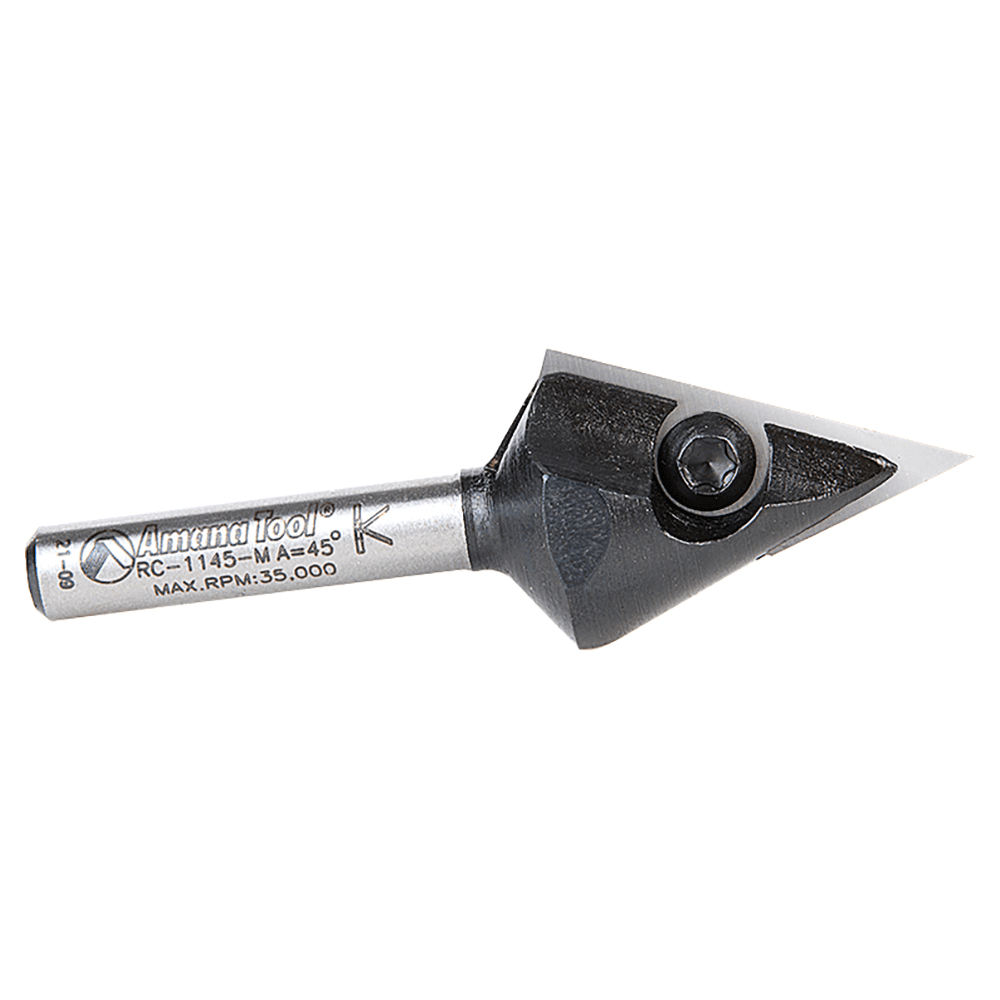 21mm x 59mm 45° CNC Insert V-Groove Router Bit, 1-Flute, 6mm Shank Alt 2 - Image