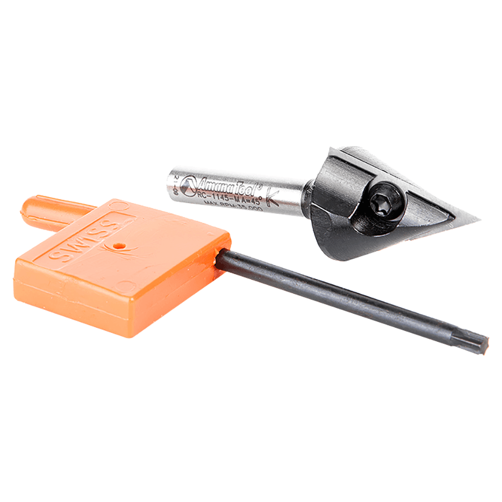 21mm x 59mm 45° CNC Insert V-Groove Router Bit, 1-Flute, 6mm Shank Alt 3 - Image