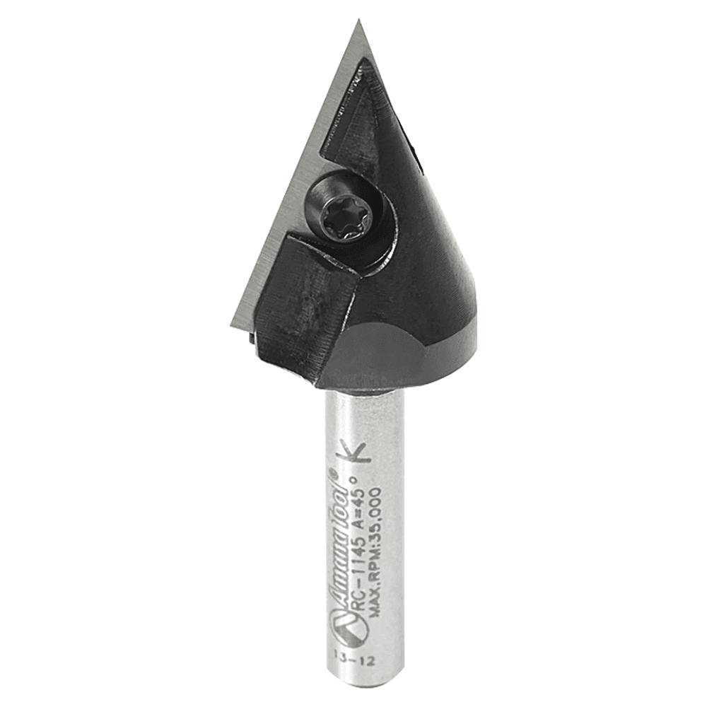 13/16" x 2-5/16" 45° CNC Insert V-Groove Router Bit, 1-Flute, 1/4" Shank Main - Image
