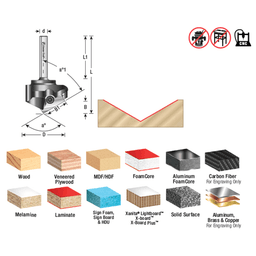 Insert V-Groove 120° x 35mm Dia x 10mm x 6mm Shank CNC Router Bit Alt 1 - Image
