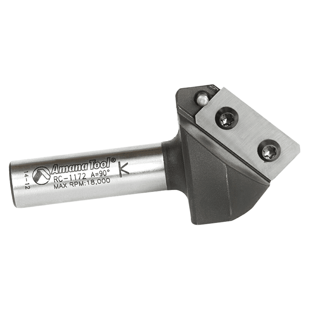 0.090" Tip x 45/64" x 1-1/2" Dia Solid Carbide Insert Knife 90° Double Edge Folding V-Groove Bit for Shaping Composite Panels, 1/2" Shank Alt 2 - Image