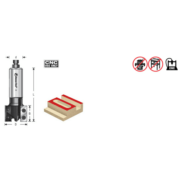 1-37/64" Dia x 1-5/32" CNC Insert Super Plunge Bit, 3/4" Shank Alt 3 - Image