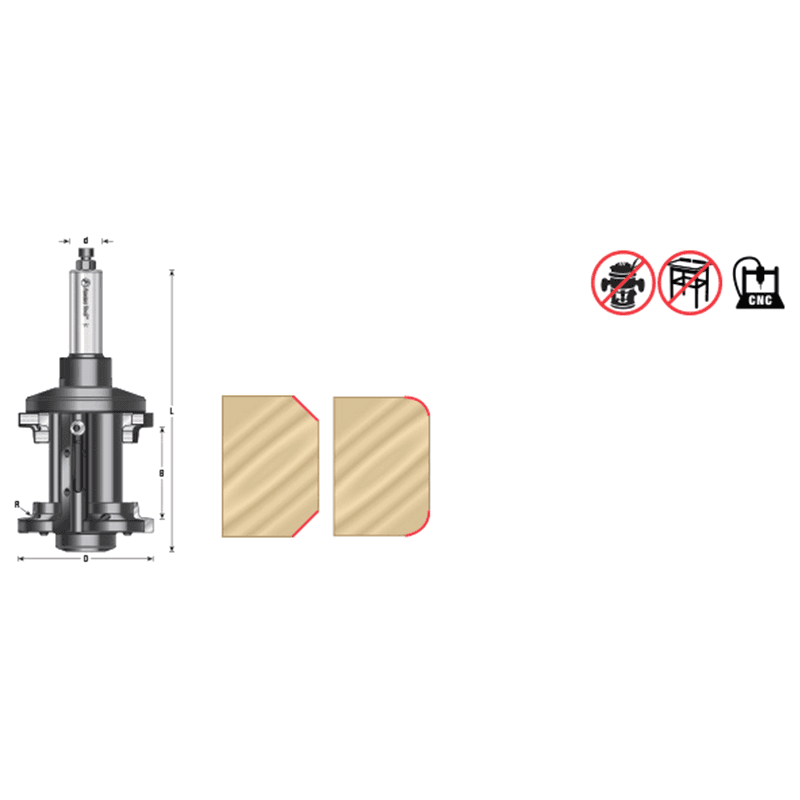 90mm Dia x 22-62mm CNC Insert Double Rounding and Chamfering 10mm Radius, 3/4" Shank Alt 1 - Image