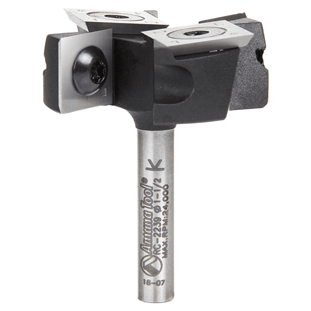 1-1/2" Dia x 1/2" Insert Carbide Mini Spoilboard Surfacing, Rabbeting, Flycutter, Slab Leveler/Surface Planer Router Bit, 6mm Shank Main - Image