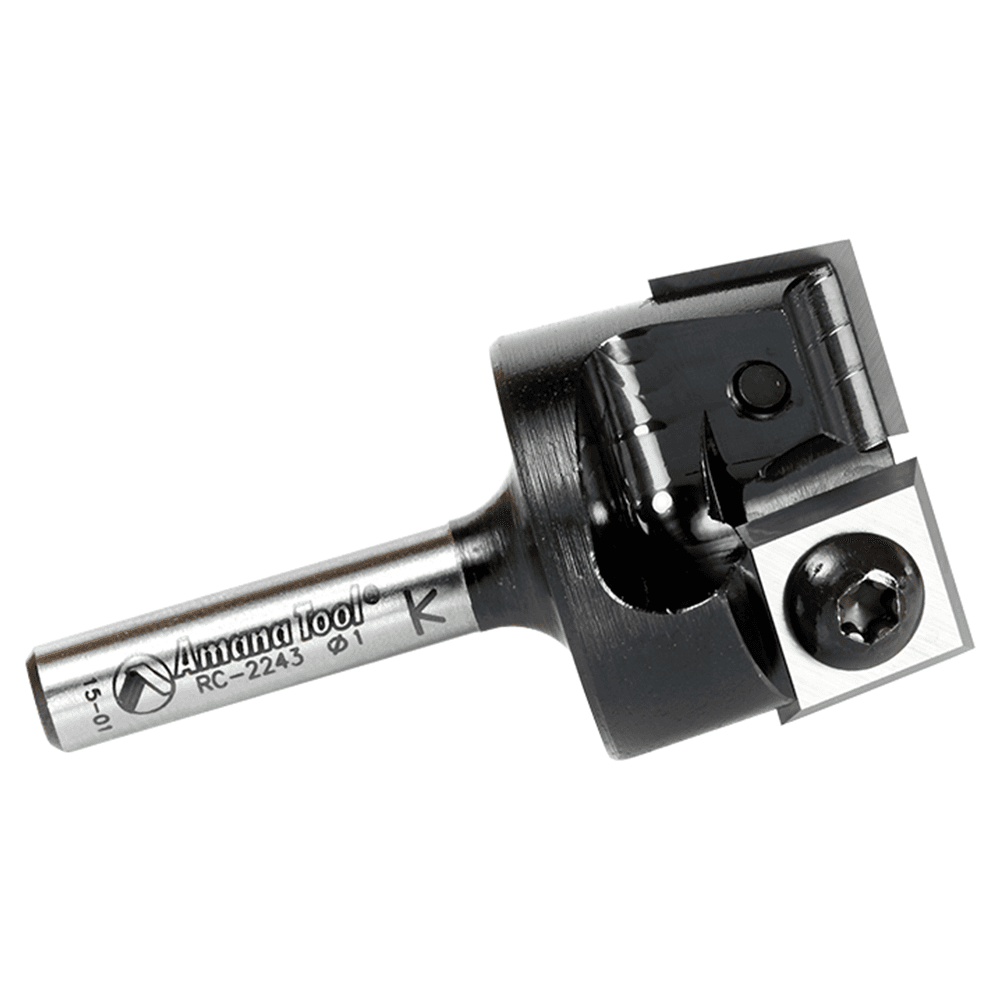 1" Dia x 15/32" Insert Carbide Mini Spoilboard Surfacing, Rabbeting, Flycutter, Slab Leveler/Surface Planer Router Bit, 1/4" Shank Alt 2 - Image