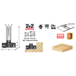 1-1/4" Dia x 27/64 Insert Carbide Mini Spoilboard Surfacing, Rabbeting, Flycutter, Slab Leveler/Surface Planer Router Bit, 1/2" Shank Alt 1 - Image