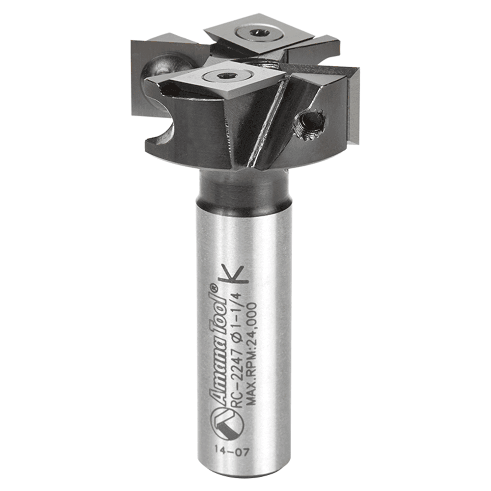1-1/4" Dia x 27/64 Insert Carbide Mini Spoilboard Surfacing, Rabbeting, Flycutter, Slab Leveler/Surface Planer Router Bit, 1/2" Shank Main - Image