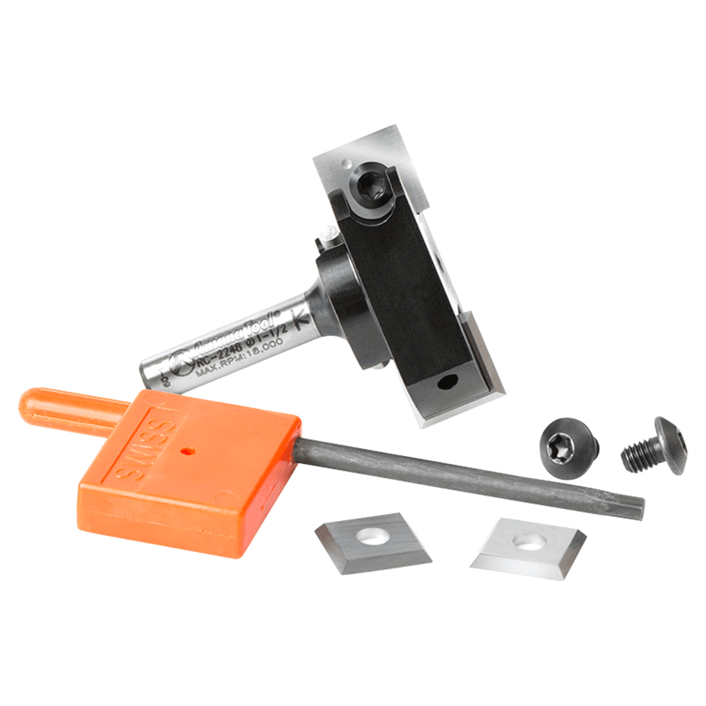 1-1/2" Dia x 15/32" Insert Carbide Mini Spoilboard Surfacing, Rabbeting, Flycutter, Slab Leveler/Surface Planer Router Bit, 1/4" Shank Alt 2 - Image