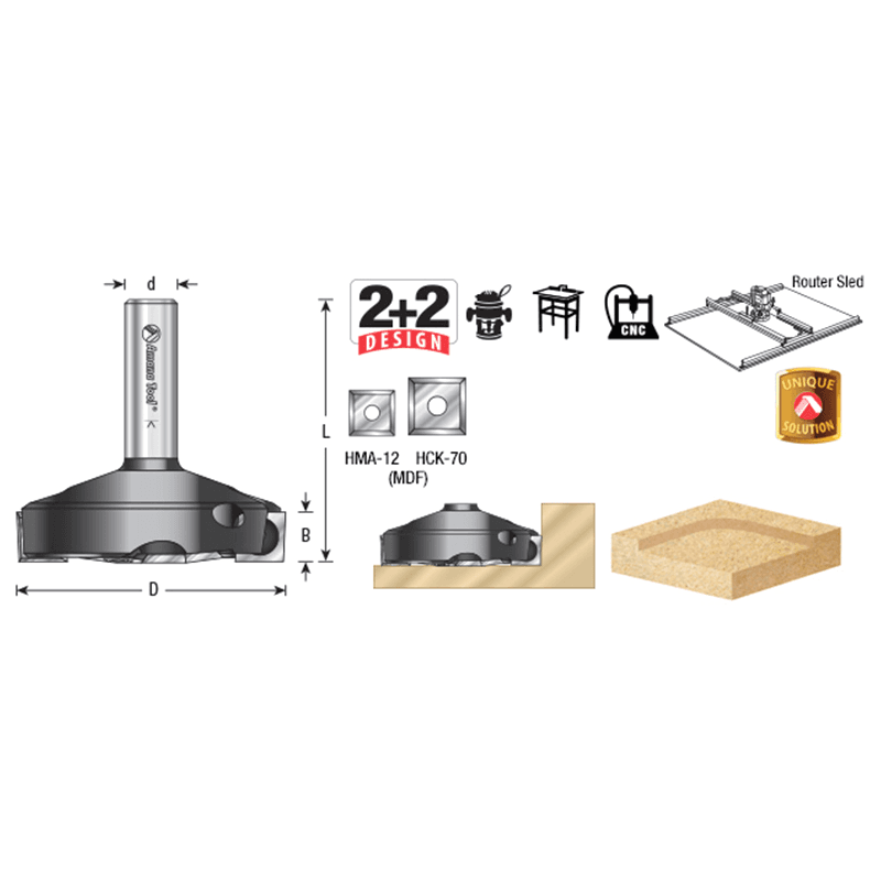 2-1/2" Dia x 15/32" Insert Carbide Spoilboard Surfacing, Rabbeting, Flycutter, Slab Leveler/Surface Planer Router Bit, 1/2" Shank Alt 1 - Image