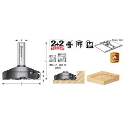 2-1/2" Dia x 15/32" Insert Carbide Spoilboard Surfacing, Rabbeting, Flycutter, Slab Leveler/Surface Planer Router Bit, 1/2" Shank Alt 1 - Image