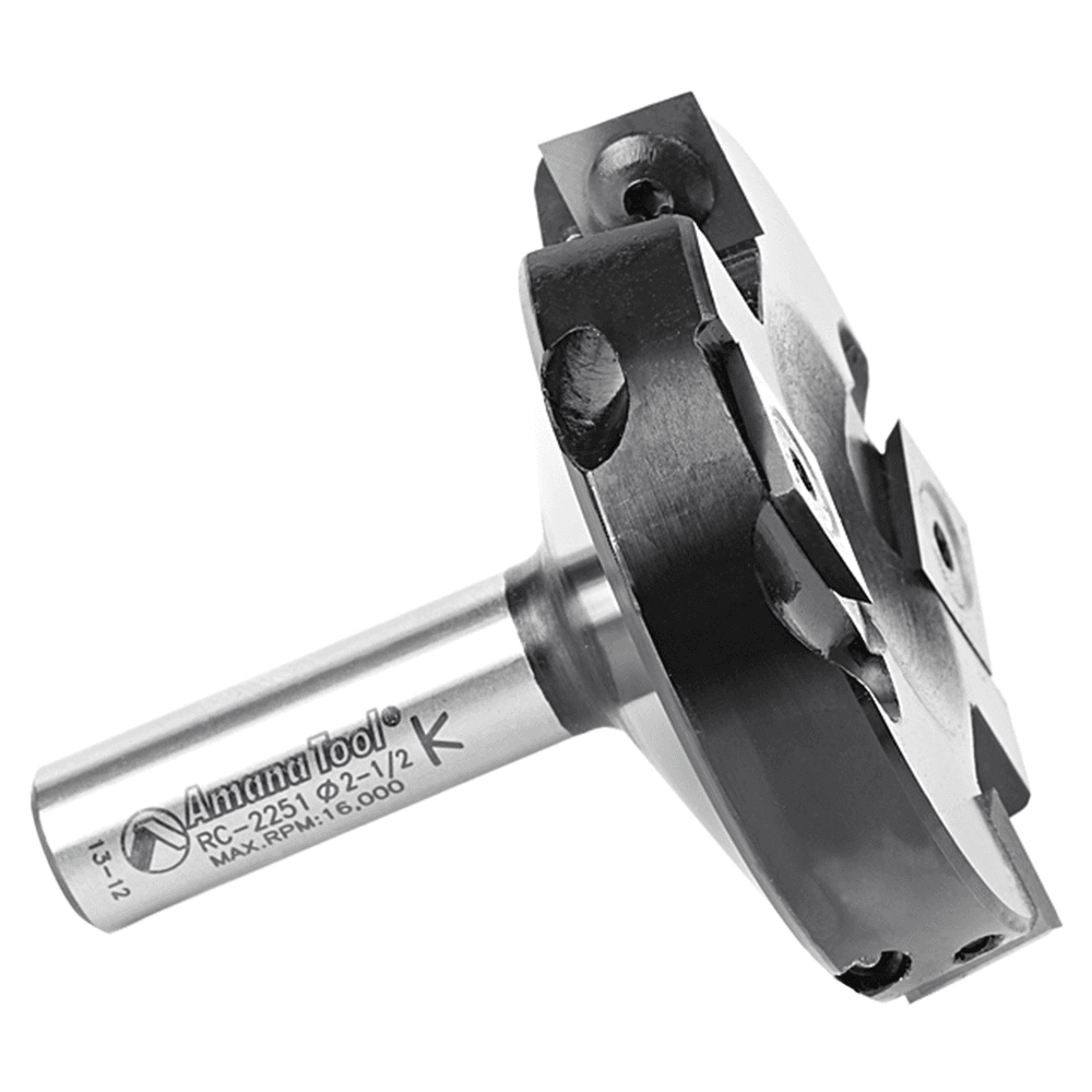 2-1/2" Dia x 15/32" Insert Carbide Spoilboard Surfacing, Rabbeting, Flycutter, Slab Leveler/Surface Planer Router Bit, 1/2" Shank Alt 2 - Image