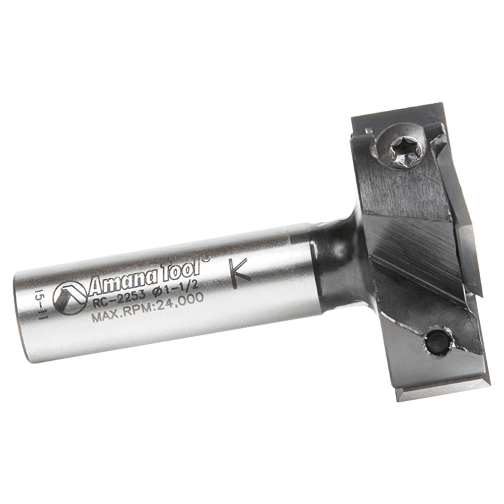 1-1/2" Dia x 1/2" Insert Carbide Mini Spoilboard Surfacing, Rabbeting, Flycutter, Slab Leveler/Surface Planer Router Bit, 12mm Shank Alt 2 - Image
