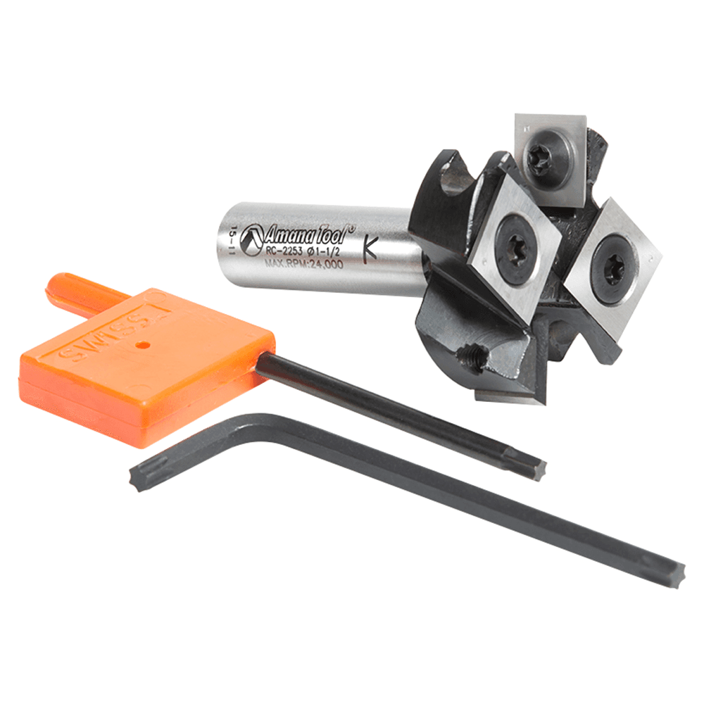 1-1/2" Dia x 1/2" Insert Carbide Mini Spoilboard Surfacing, Rabbeting, Flycutter, Slab Leveler/Surface Planer Router Bit, 12mm Shank Alt 3 - Image