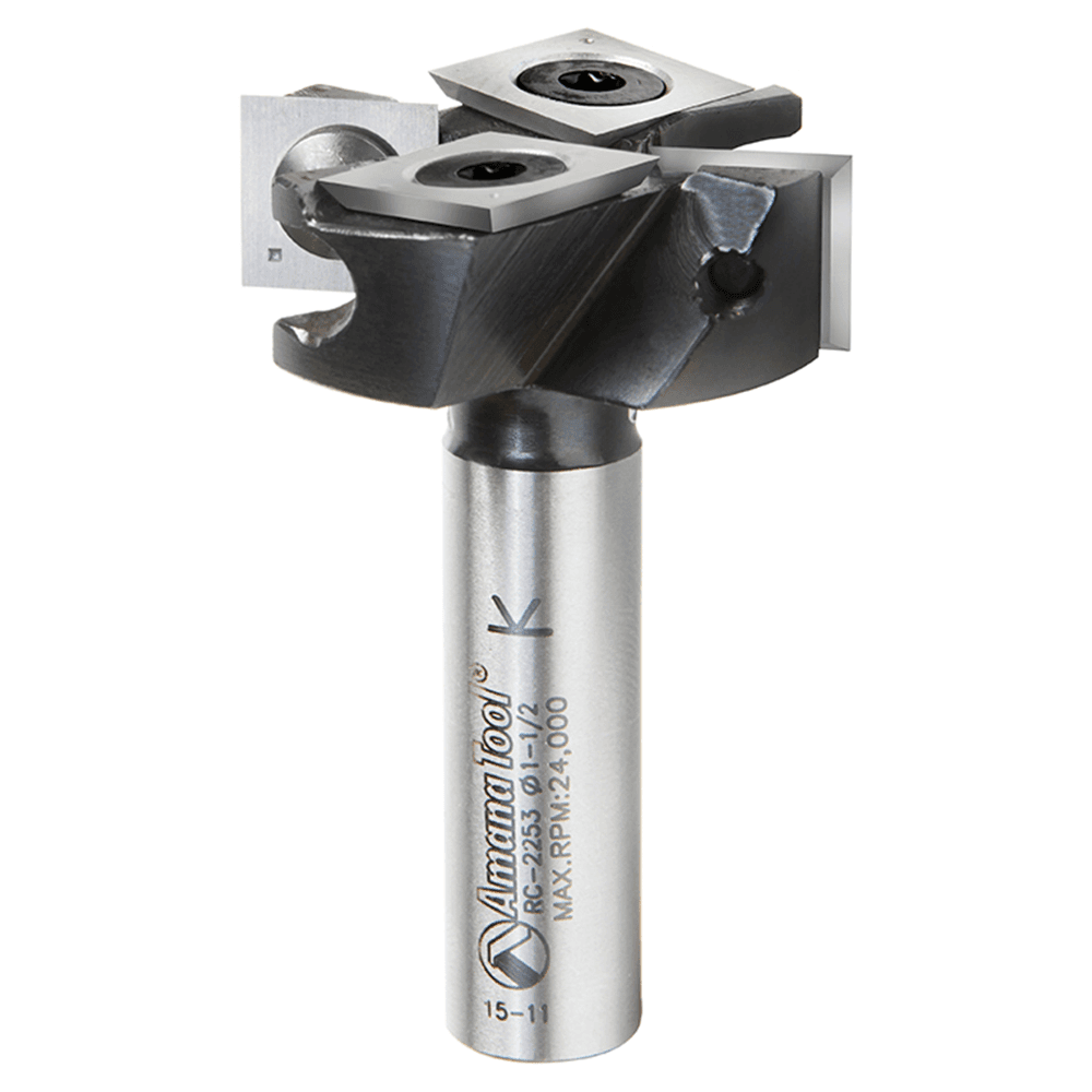 1-1/2" Dia x 1/2" Insert Carbide Mini Spoilboard Surfacing, Rabbeting, Flycutter, Slab Leveler/Surface Planer Router Bit, 12mm Shank Main - Image
