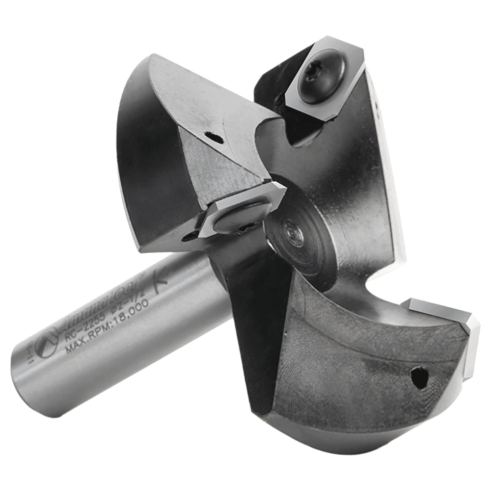 RC-2255 2-1/2" x 53/64" CNC Insert Carbide 3 Wing/Flute, Heavy Duty Spoilboard Plunging, Surfacing, Planing, Flycutter/Slab Leveler Router Bit, 1/2" Shank Alt 5 - Image