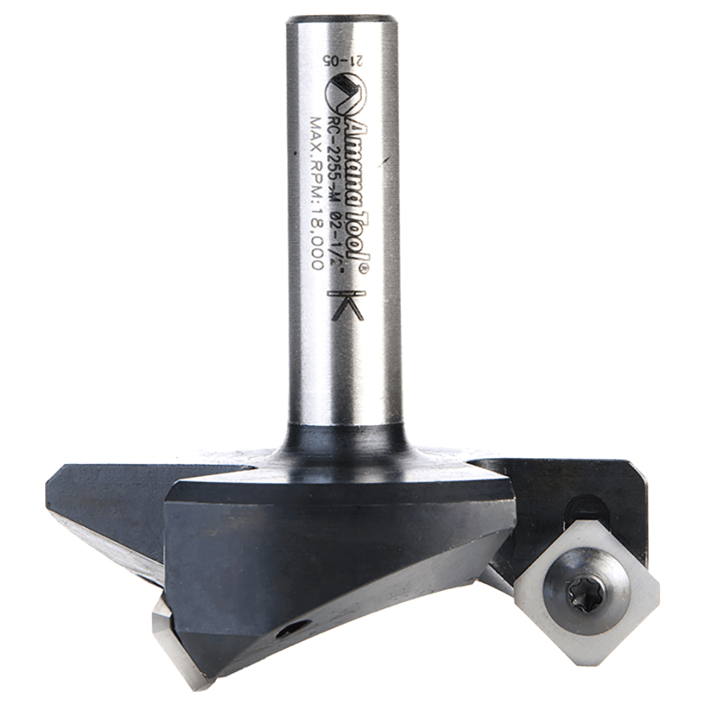RC-2255-M 2-1/2" x 53/64" CNC Insert Carbide 3 Wing/Flute, Heavy Duty Spoilboard Plunging, Surfacing, Planing, Flycutter/Slab Leveler Router Bit, 12mm Shank Alt 2 - Image