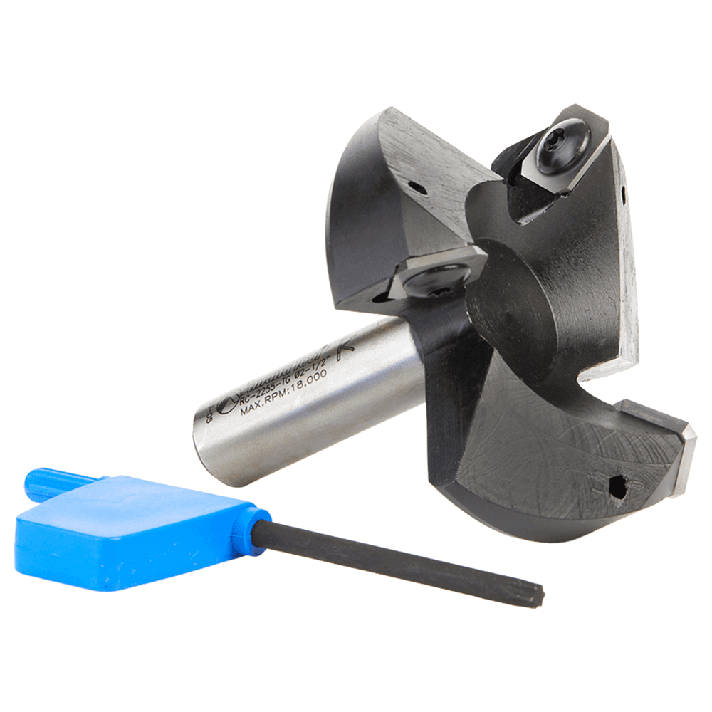RC-2255-TG 2-1/2" x 53/64" Insert Carbide 3 Wing/Flute, Heavy Duty Spoilboard Plunging, Surfacing, Planing, Flycutter/Slab Leveler Router Bit, 1/2" Shank Alt 4 - Image