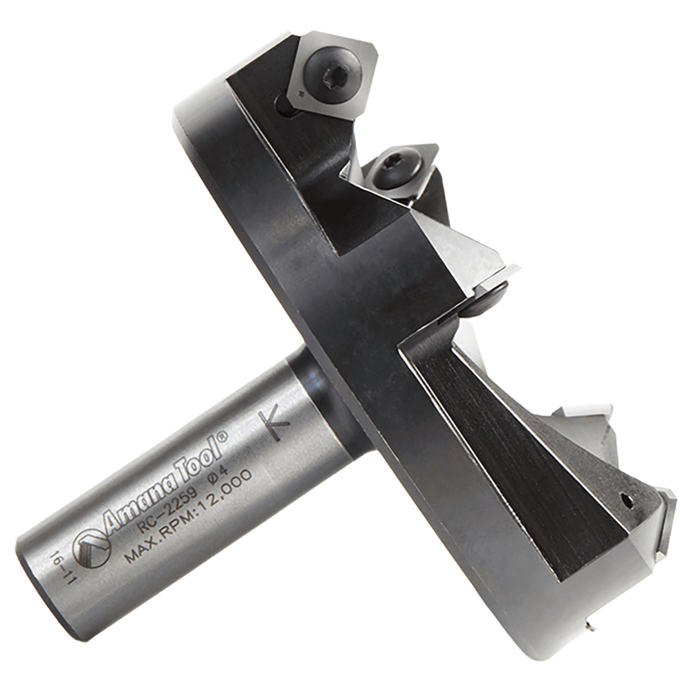 RC-2259 3-27/32" x 1-7/32" CNC Insert Carbide 5 Wing/Flute, Heavy Duty Spoilboard Plunging, Surfacing, Planing, Flycutter/Slab Leveler Router Bit, 3/4" Shank Alt 4 - Image