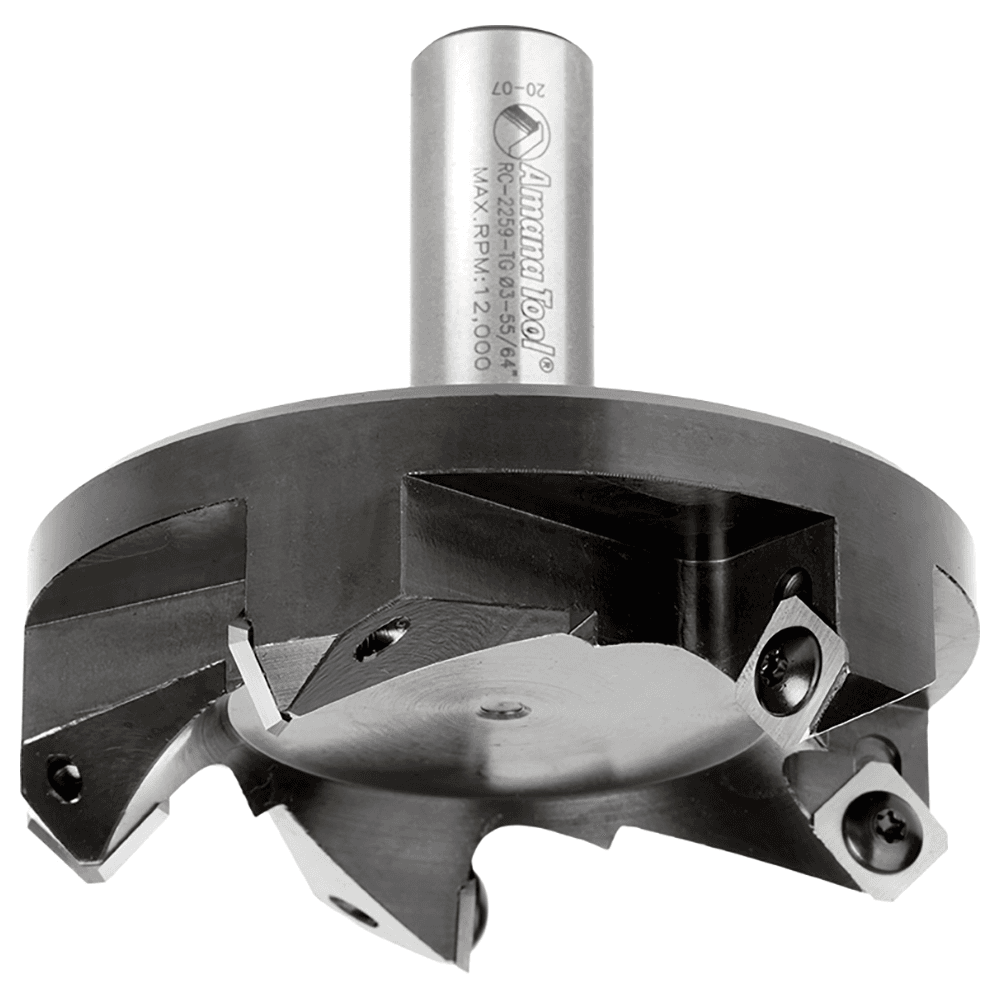 RC-2259-TG 3-27/32" x 1-7/32" Insert Carbide 5 Wing/Flute, Heavy Duty Spoilboard Plunging, Surfacing, Planing, Flycutter/Slab Leveler Router Bit, 3/4" Shank Alt 2 - Image
