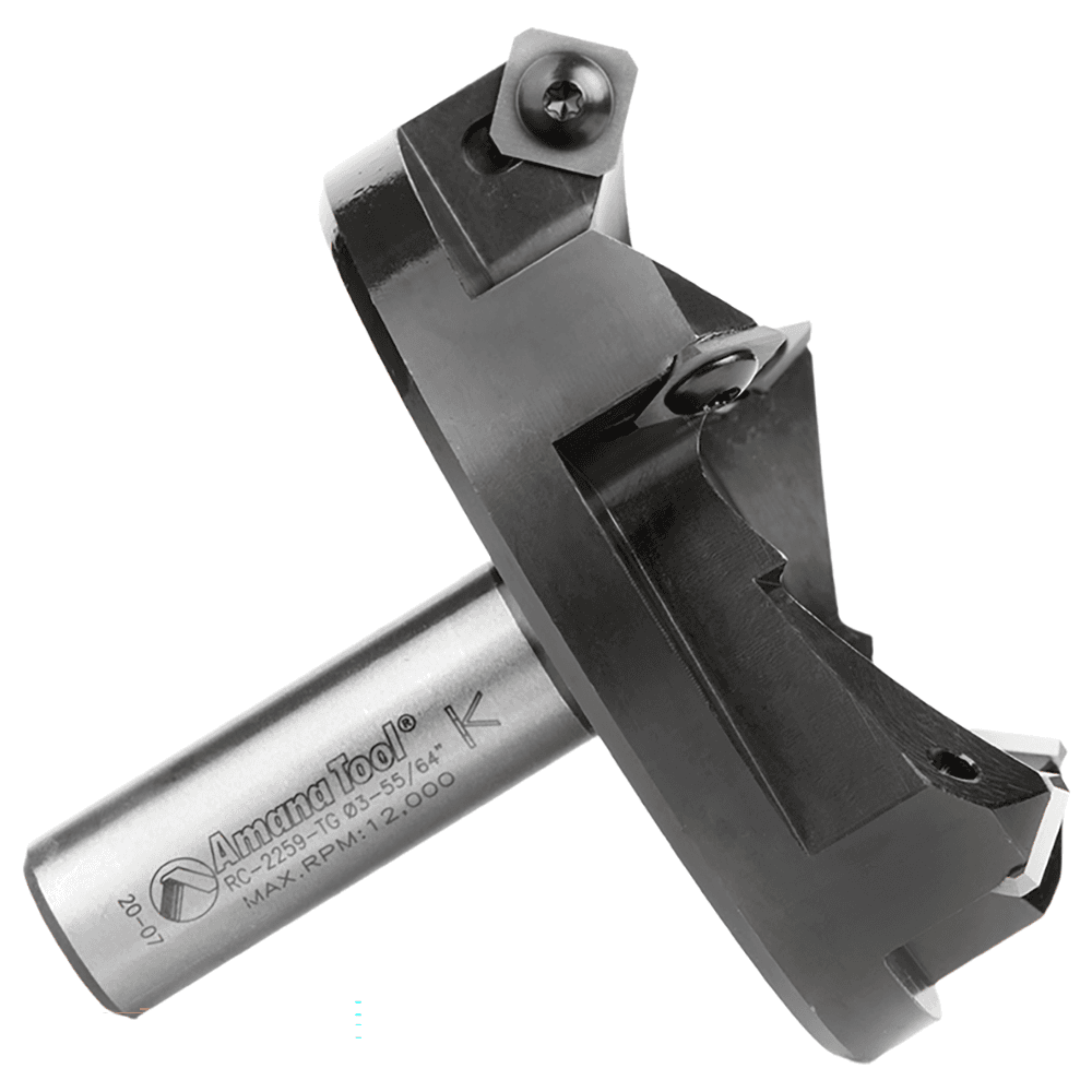 RC-2259-TG 3-27/32" x 1-7/32" Insert Carbide 5 Wing/Flute, Heavy Duty Spoilboard Plunging, Surfacing, Planing, Flycutter/Slab Leveler Router Bit, 3/4" Shank Alt 3 - Image