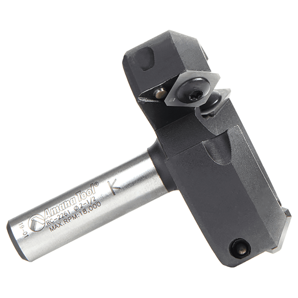 RC-2261 2-1/2" x 53/64" Insert Carbide 3 Wing/Flute, Heavy Duty Spoilboard Plunging, Surfacing, Planing, Flycutter/Slab Leveler Router Bit, 1/2" Shank with Anti-Kick Back Alt 2 - Image