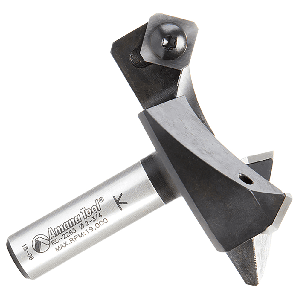RC-2263 2-3/4" x 53/64" CNC Insert Carbide 3 Wing/Flute, Heavy Duty Spoilboard Plunging, Surfacing, Planing, Flycutter/Slab Leveler Router Bit, 1/2" Shank Alt 3 - Image