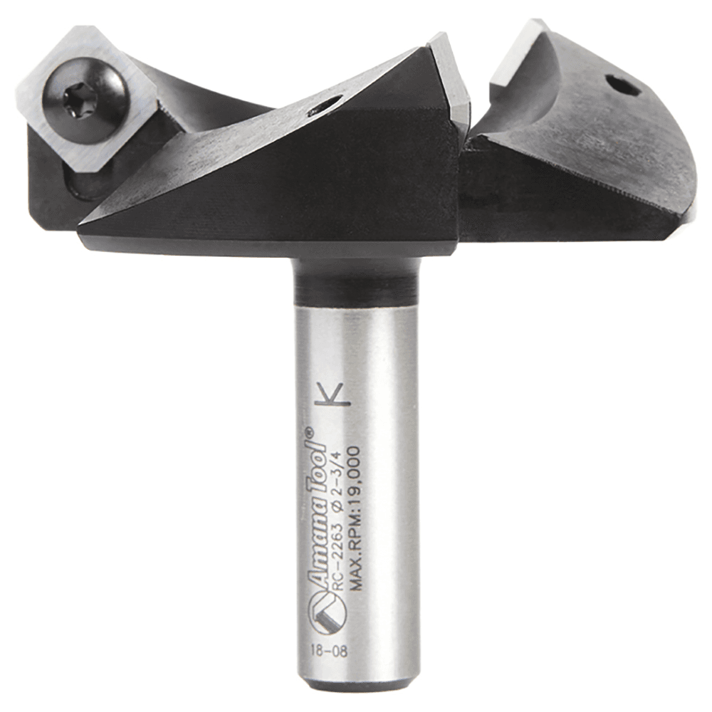 RC-2263 2-3/4" x 53/64" CNC Insert Carbide 3 Wing/Flute, Heavy Duty Spoilboard Plunging, Surfacing, Planing, Flycutter/Slab Leveler Router Bit, 1/2" Shank Main - Image
