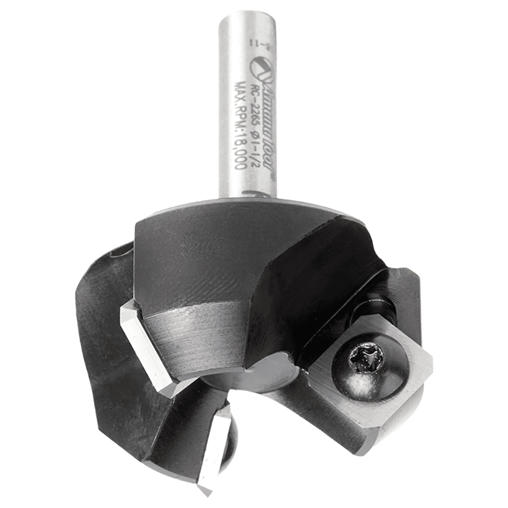 RC-2265 1-1/2" x 3/4" CNC Insert Carbide 3 Wing/Flute, Heavy Duty Spoilboard Plunging, Surfacing, Planing, Flycutter/Slab Leveler Router Bit, 1/4" Shank Alt 2 - Image