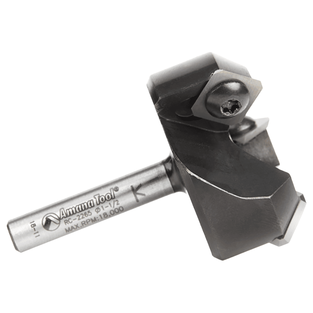 RC-2265 1-1/2" x 3/4" CNC Insert Carbide 3 Wing/Flute, Heavy Duty Spoilboard Plunging, Surfacing, Planing, Flycutter/Slab Leveler Router Bit, 1/4" Shank Alt 3 - Image
