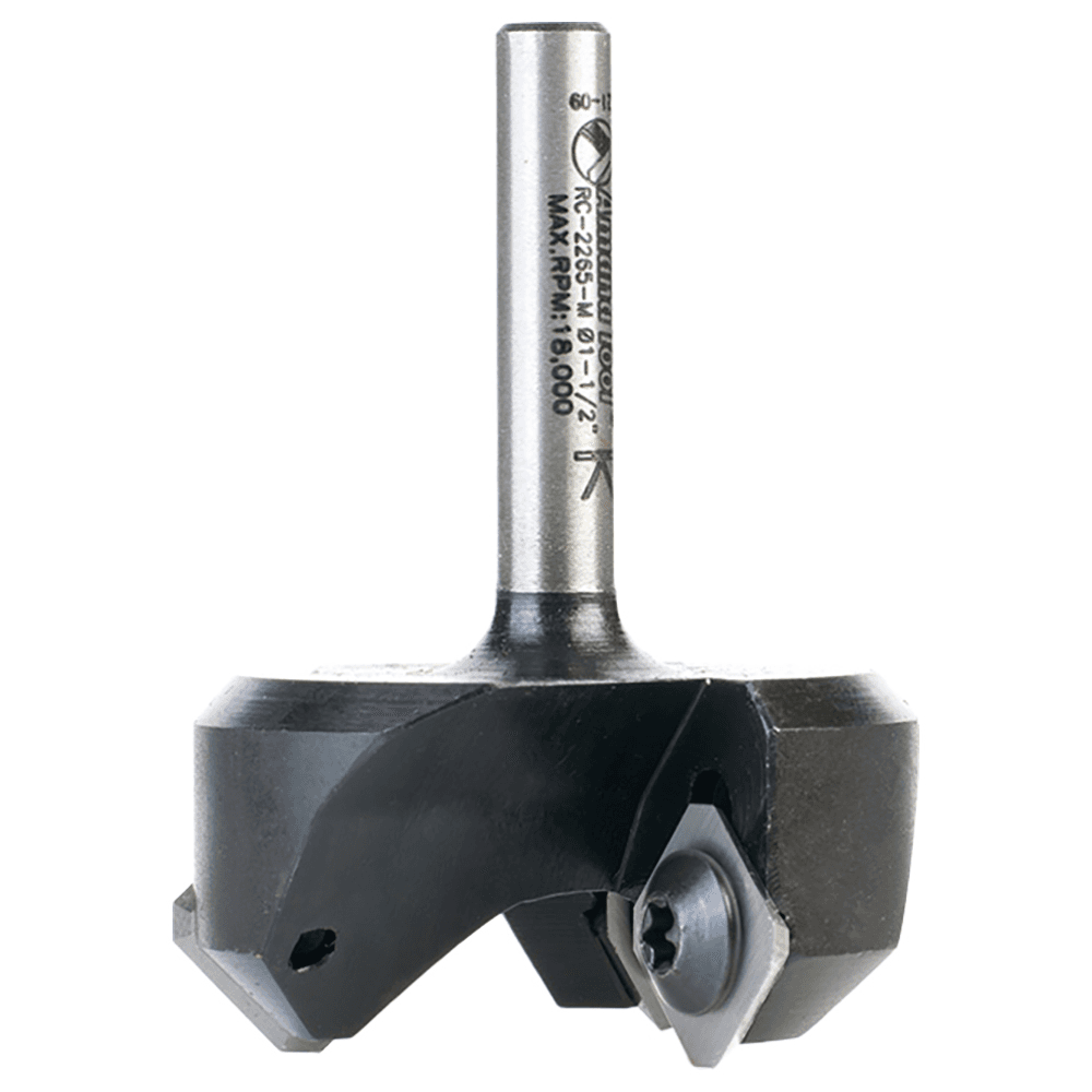 RC-2265-M 1-1/2" x 3/4" CNC Insert Carbide 3 Wing/Flute, Heavy Duty Spoilboard Plunging, Surfacing, Planing, Flycutter/Slab Leveler Router Bit, 6mm Shank Alt 2 - Image