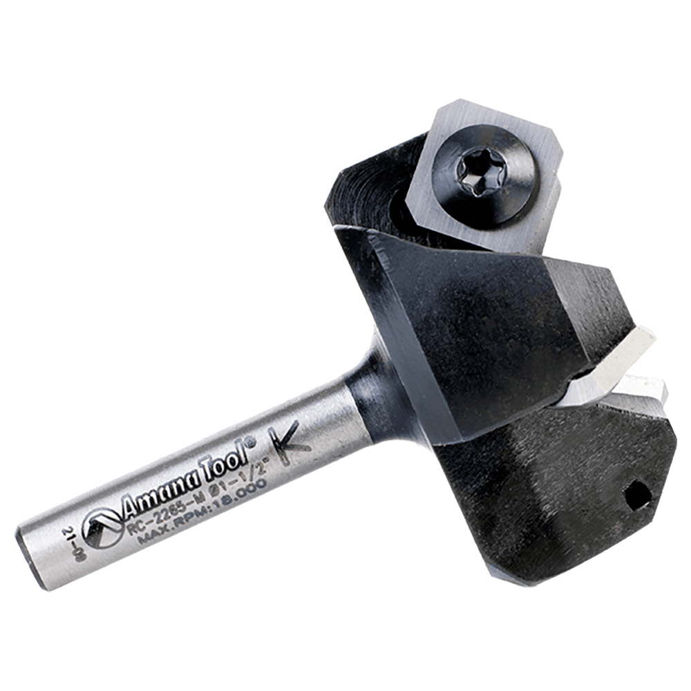 RC-2265-M 1-1/2" x 3/4" CNC Insert Carbide 3 Wing/Flute, Heavy Duty Spoilboard Plunging, Surfacing, Planing, Flycutter/Slab Leveler Router Bit, 6mm Shank Alt 3 - Image