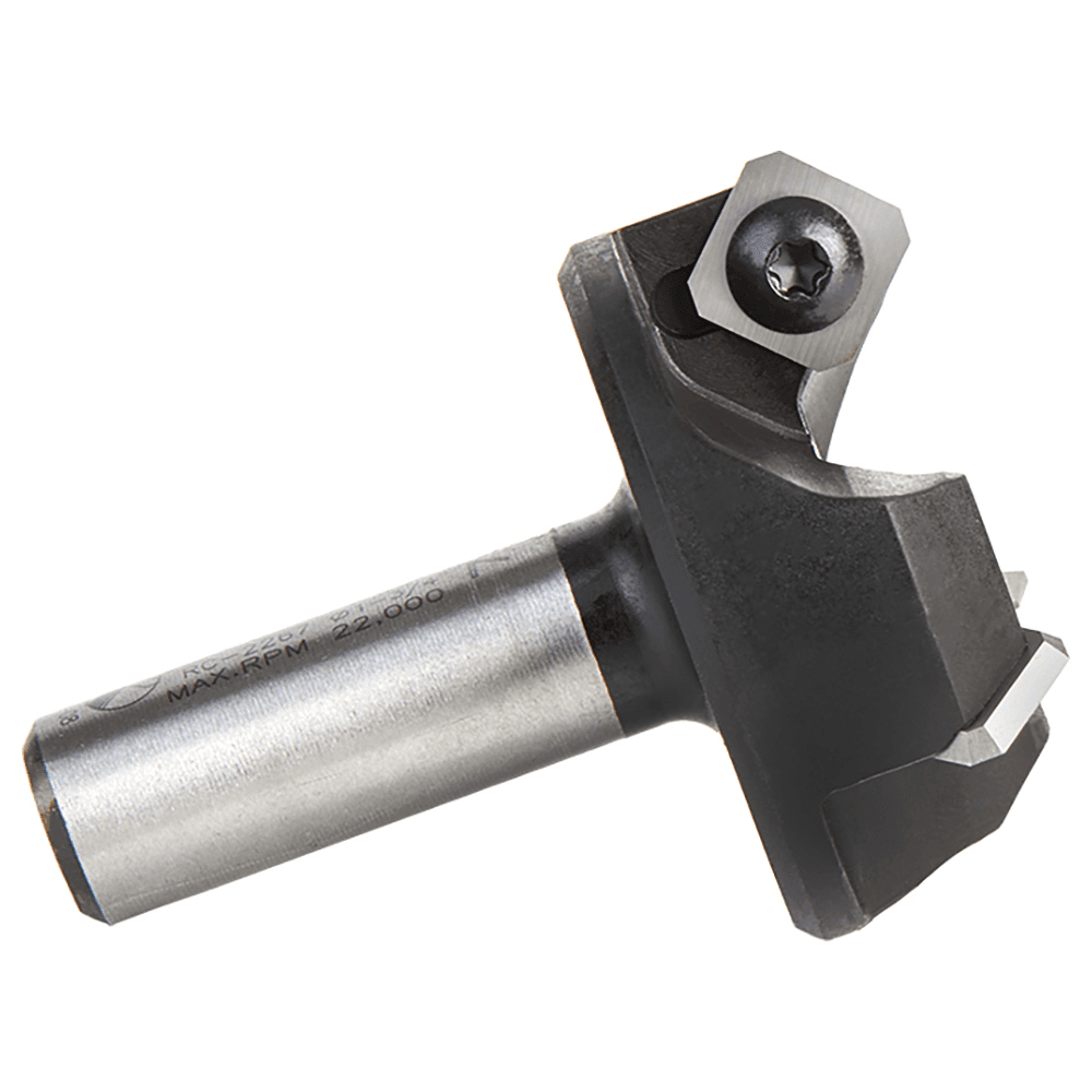 RC-2267 1-3/4" x 3/4" CNC Insert Carbide 3 Wing/Flute, Heavy Duty Spoilboard Plunging, Surfacing, Planing, Flycutter/Slab Leveler Router Bit, 1/2" Shank Alt 3 - Image