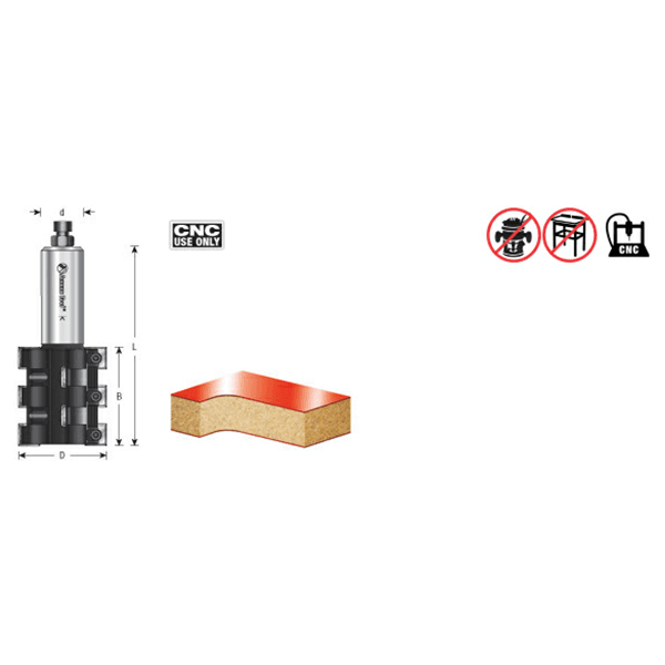 2" Dia x 2-13/64" CNC Rough Rabbeting/Sizing Insert Router Bit, 3/4" Shank Alt 3 - Image