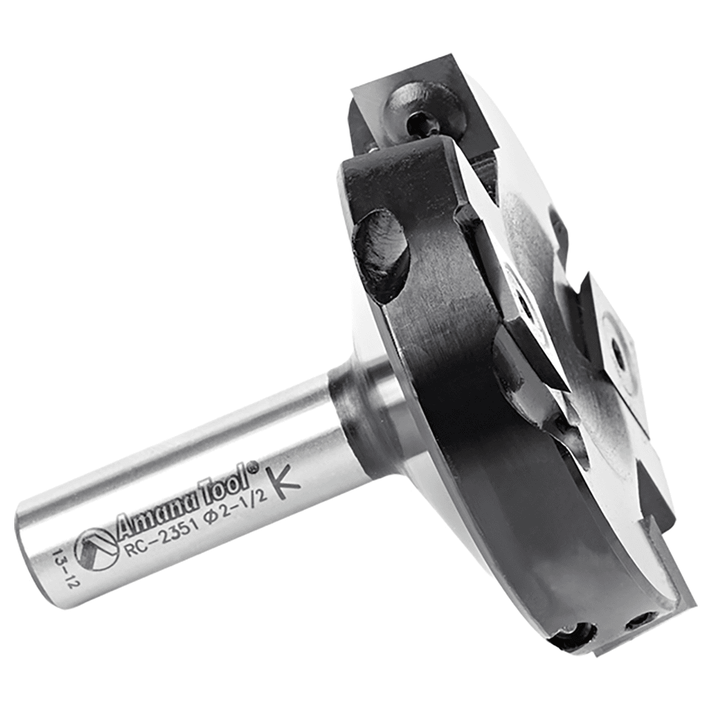 RC-2351 2-1/2" x 15/32" Insert Carbide Spoilboard Surfacing, Rabbeting, Flycutter, Slab Leveler/Surface Planer Router Bit, 4-Flute, 1/2" Shank Alt 2 - Image