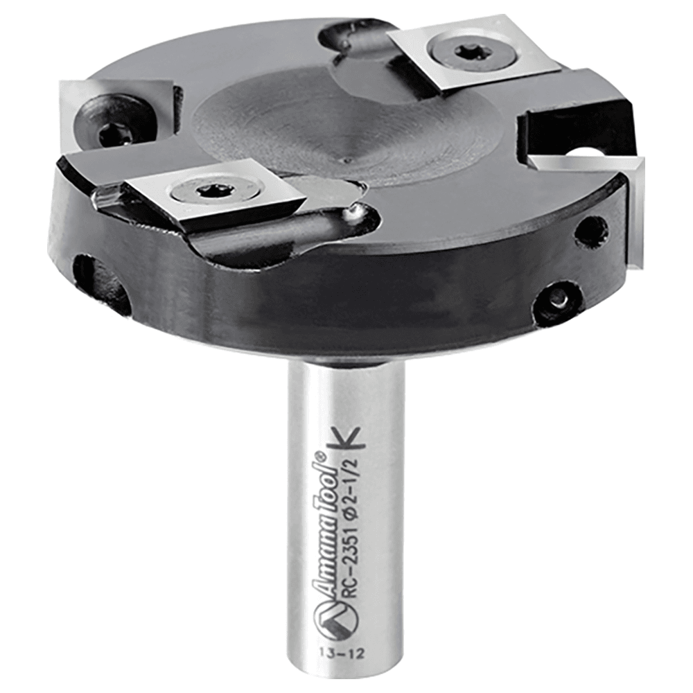 RC-2351 2-1/2" x 15/32" Insert Carbide Spoilboard Surfacing, Rabbeting, Flycutter, Slab Leveler/Surface Planer Router Bit, 4-Flute, 1/2" Shank Main - Image