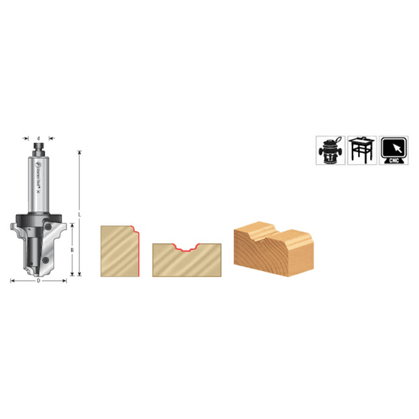 2" Dia x 2-3/8" CNC Insert Multi Profile, 3/4" Shank Alt 3 - Image