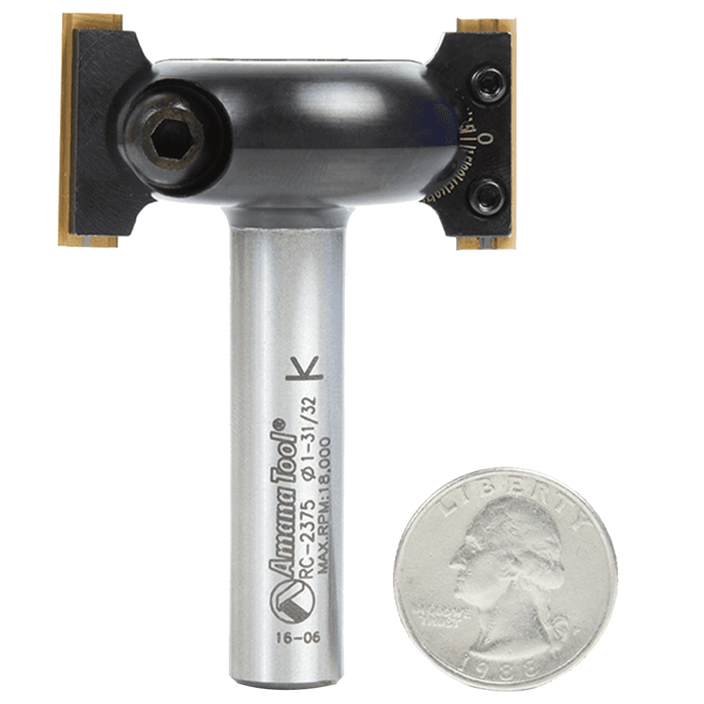 2" Dia x 31/32" In-Bevel Insert Adjustable Chamfer Router Bit for CNC Handheld/Router Table, 1/2" Shank Alt 8 - Image