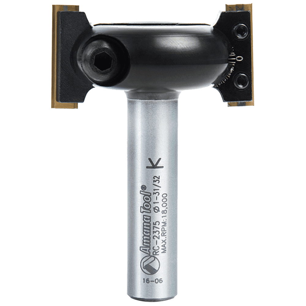 2" Dia x 31/32" In-Bevel Insert Adjustable Chamfer Router Bit for CNC Handheld/Router Table, 1/2" Shank Main - Image