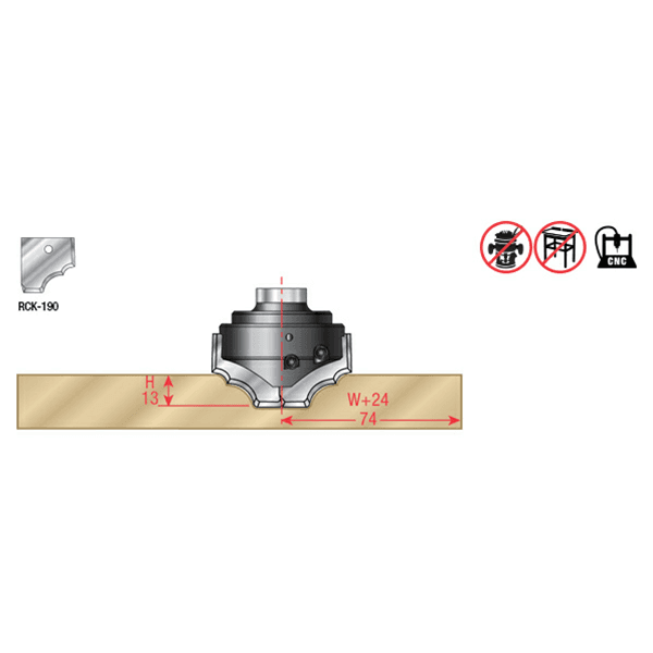 2-1/4" Dia x 1" CNC Insert Multi Profile Step 1 for MDF Cabinet Doors, 3/4" Shank Alt 3 - Image