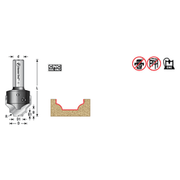 RC-2480 25/32" x 23/64" CNC Insert Nova System Bead Plunge Bit form for MDF/Wood Cabinet Doors, 1/2" Shank Alt 1 - Image