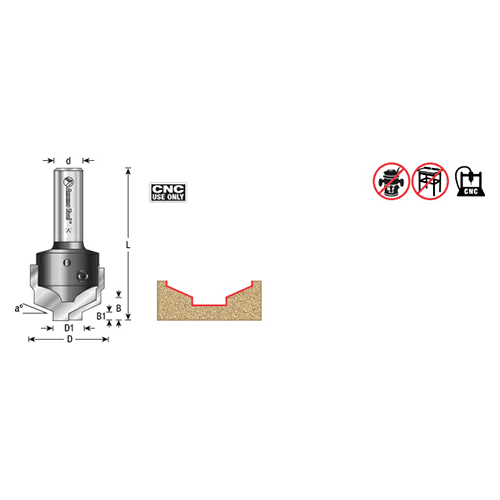 RC-2483 1-3/8" x 25/64" CNC Insert Nova System Traditional Plunge Bit for MDF/Wood Cabinet Doors, 1/2" Shank Alt 1 - Image