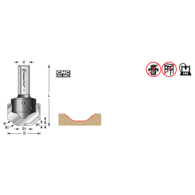 RC-2484 1-7/64" x 1/4" CNC Insert Nova System Ogee Raised Panel Bit, 1/2" Shank for MDF/Wood Cabinet Door Alt 1 - Image