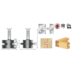 2-3/8" Dia x 1-3/16" Mission Style Adjustable Insert Tongue/Groove Bit Set, 2 Flute, 1/2" Shank Alt 2 - Image