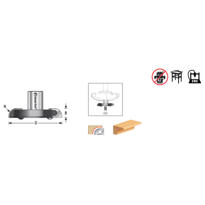RC-4102 5/16" Radius x 2-1/8" x 23/64" Back Cutter, 2-Flute for CNC Insert Raised Panel RC-4010/RC-4012/RC-4014 Alt 1 - Image