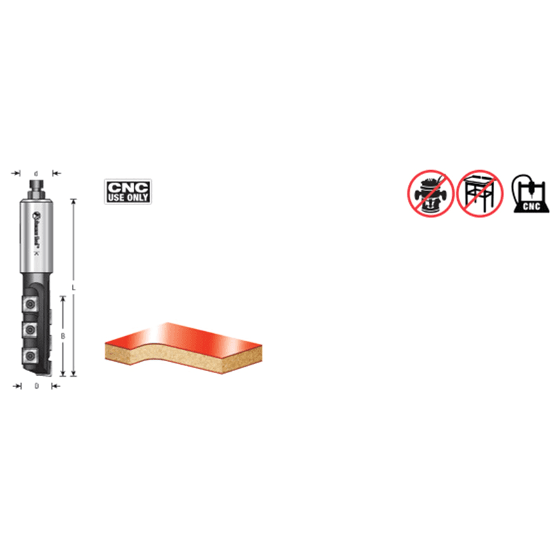 7/8" Dia x 2-7/16" CNC Insert Stagger Tooth Router Bit, 3/4" Shank Alt 1 - Image